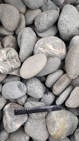 Kamenclub.ru: Галька речная окат (темно-серая) фр. 70-150 мм. купить  в Балашихе галька речная темно-серая, синяя, серая речная галька округлая  8000 руб/т   фото КАМЕНЬ КЛУБ