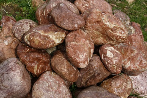 Kamenclub.ru: Розовый валунчик фр.100-300 мм.  купить в Балашихе крупный природный камень розовый, серый молочный красный речной галечник природный 7850 руб/т   фото КАМЕНЬ КЛУБ