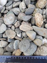 Kamenclub.ru: Галька речная окат (пестрая) фр. 20-40 мм. купить  в Балашихе галька речная пестрая, серая, серые оттенки галька речная окатанная округлая 5000 руб/т   фото КАМЕНЬ КЛУБ