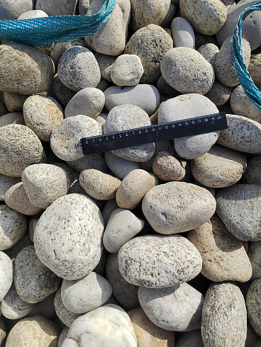 Kamenclub.ru: Галька речная окат (серо-белая) фр. 70-120 мм купить  в Балашихе галька галечник бело-серая, серо-белая, серая, белая речная природная галька  8000 руб/т   фото КАМЕНЬ КЛУБ