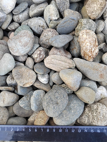 Kamenclub.ru: Галька речная окат (пестрая) фр. 20-40 мм. купить  в Балашихе галька речная пестрая, серая, серые оттенки галька речная окатанная округлая 5000 руб/т   фото КАМЕНЬ КЛУБ