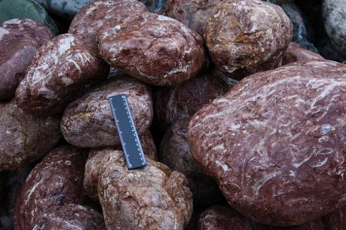 Kamenclub.ru: Розовый валунчик фр.100-300 мм.  купить в Балашихе крупный природный камень розовый, серый молочный красный речной галечник природный 7850 руб/т   фото КАМЕНЬ КЛУБ