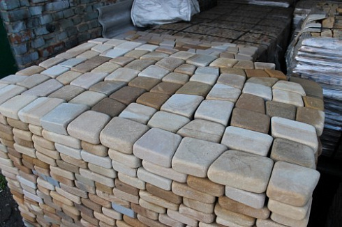 Kamenclub.ru: Песчаник брусчатка (Готика) art PSG-L-01  купить в Балашихе    2300 руб/кв.м   фото КАМЕНЬ КЛУБ